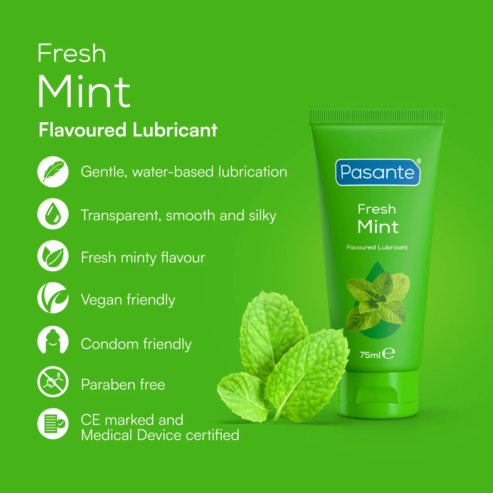 Pasante Fresh Mint Flavoured Lube in 75ml Tube - Image 3